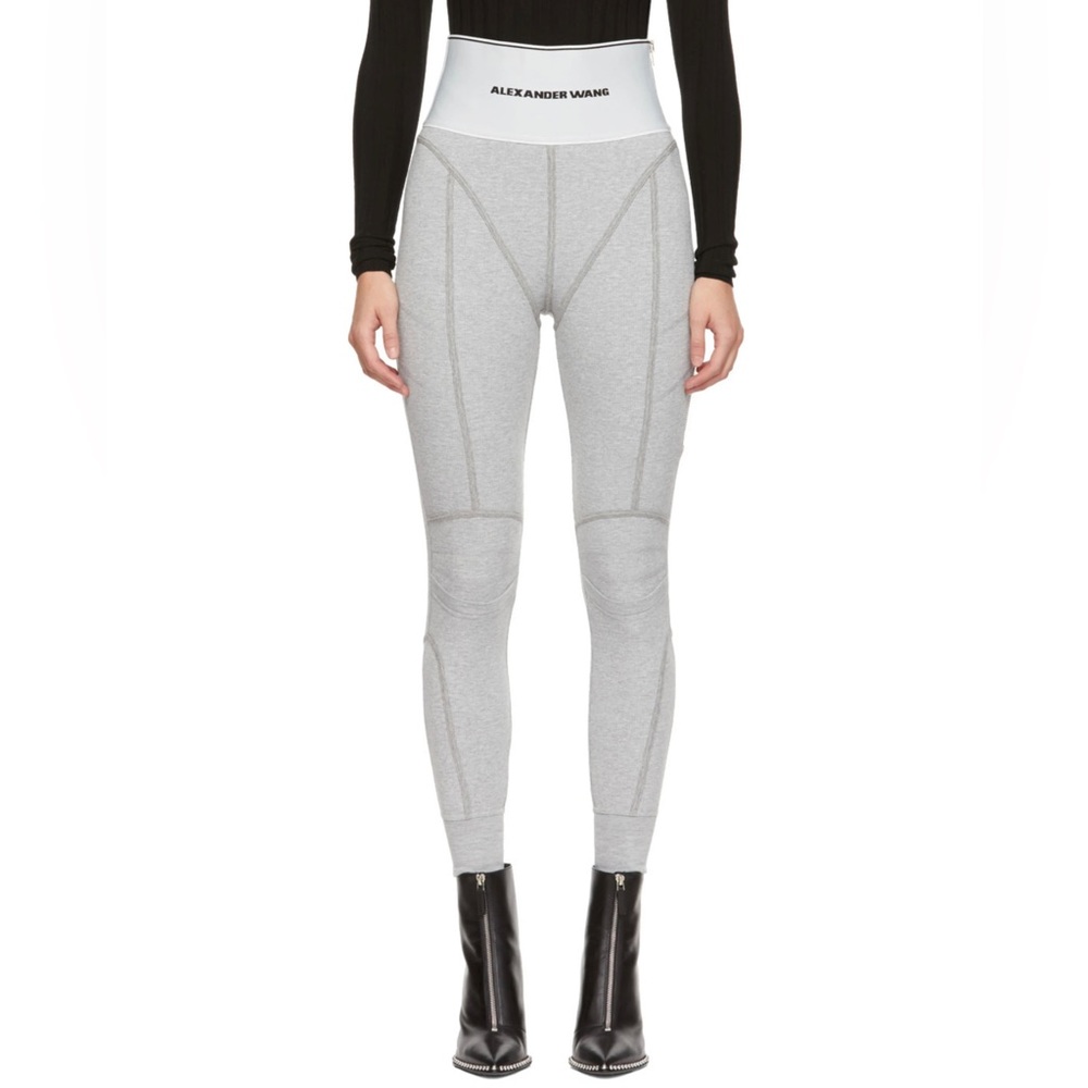 ALEXANDER WANG Grey Logo Zip Leggings